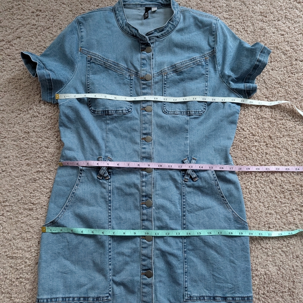 Kut from the Kloth Blue Clare Button Front Denim Mini Dress Size Large - Picture 11 of 14